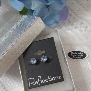 SWAROVSKI Crystal Light Blue 2 CTW Stud Earrings